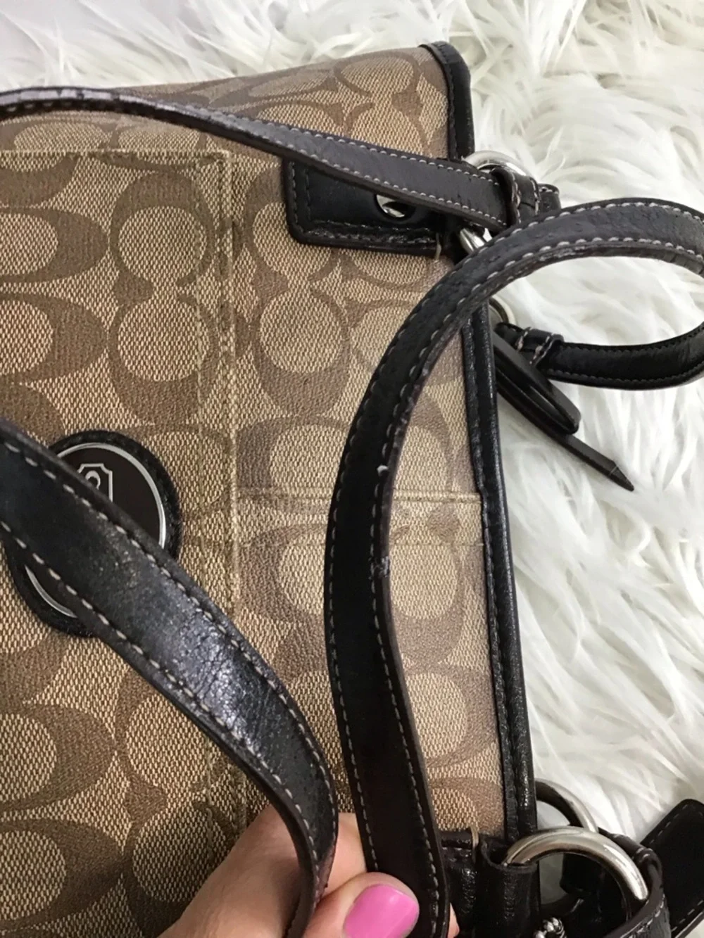 Coach Peyton Signature Logo Heritage Handbag Tote BrownVintage Y2K